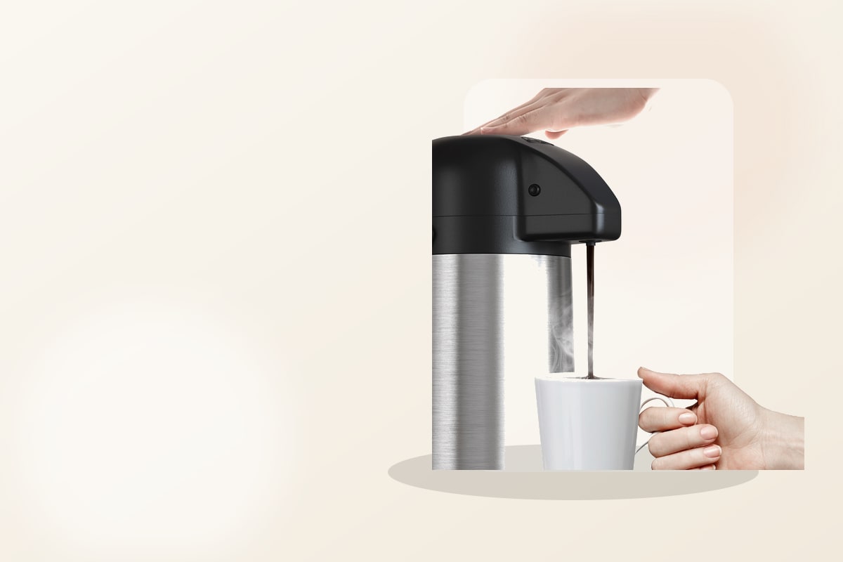 Gezoss Airpot Coffee Carafe in a warm morning kitchen scene