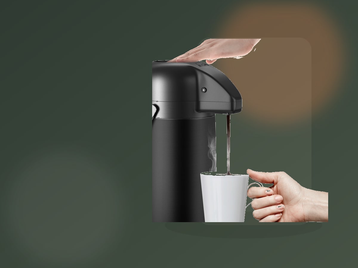 Gezoss 102 oz Matte Black Airpot Coffee Carafe with cleaning brush and box packaging