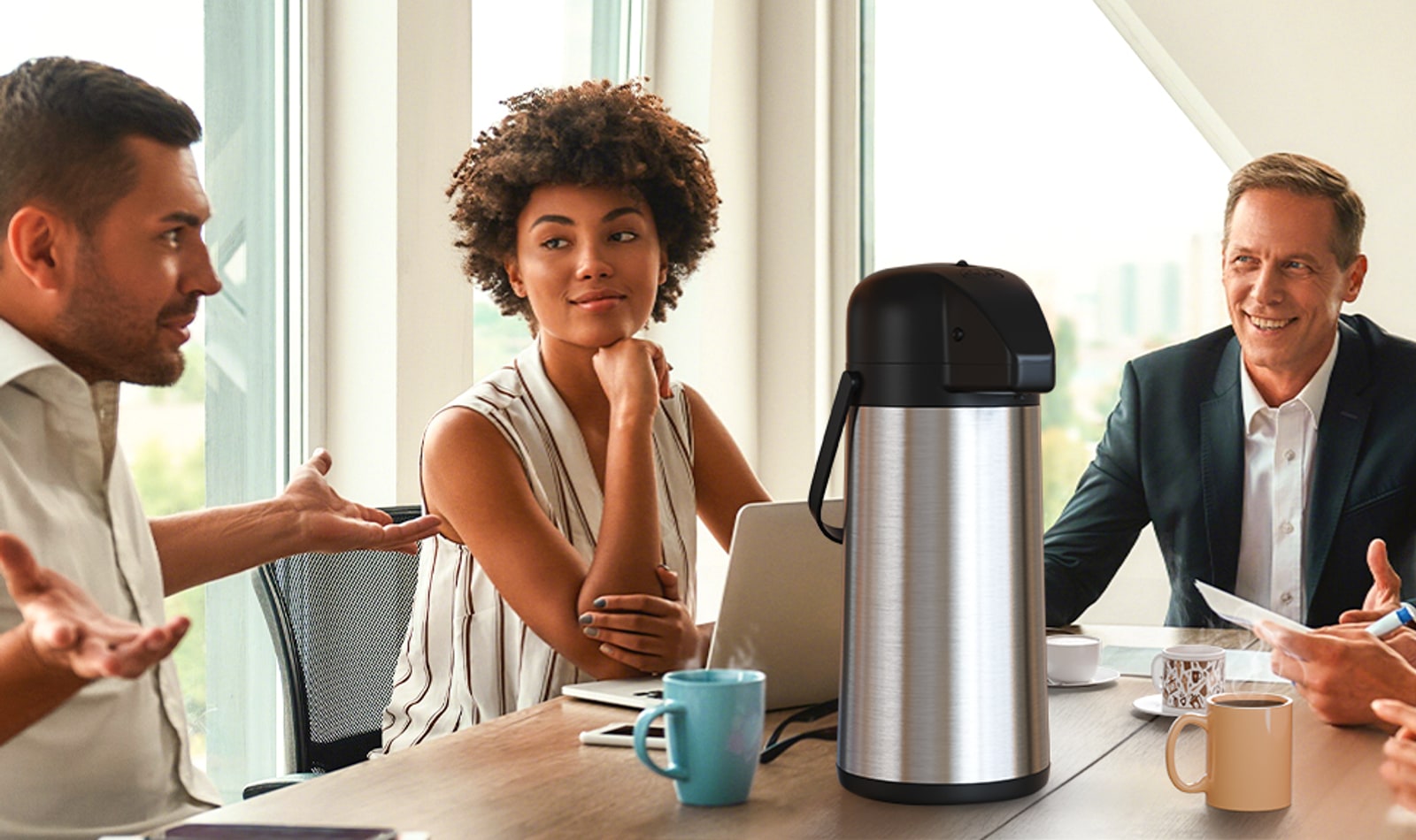 Gezoss Airpot Coffee Carafe in a practical kitchen setup