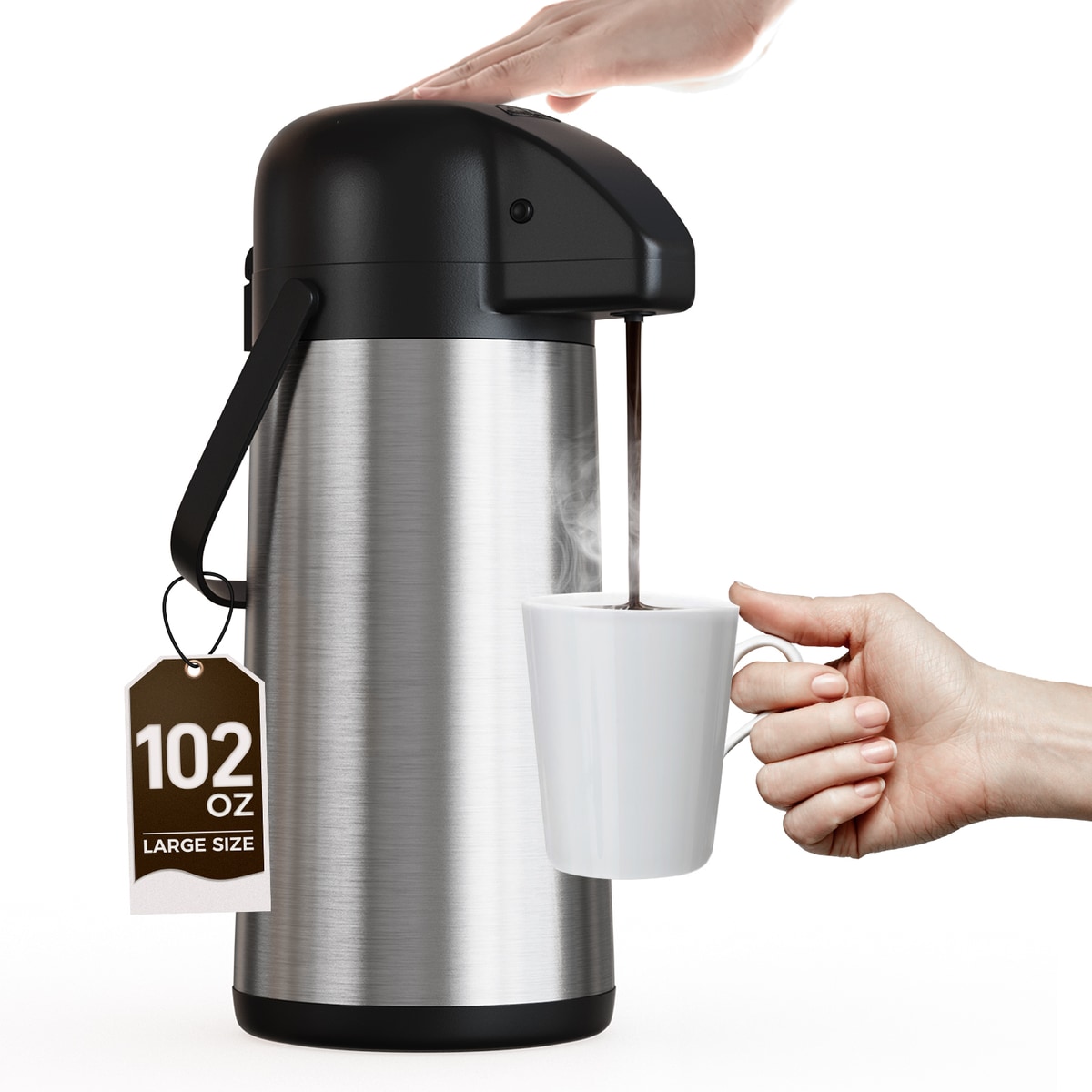 Gezoss 102 oz Stainless Steel Airpot Coffee Carafe on a clean product background